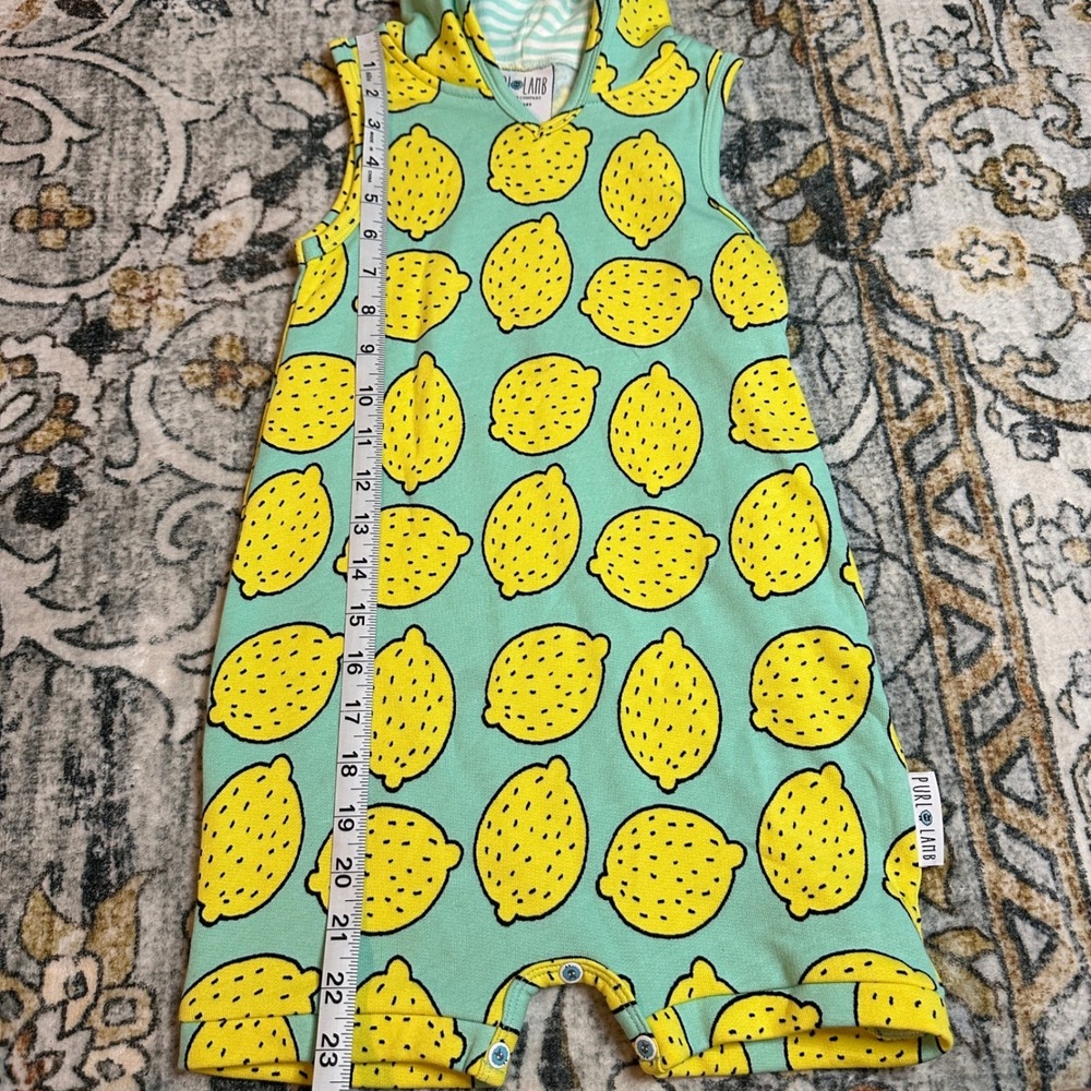 Purl Lamb Lemon Print Hooded Romper 4/5T Toddler Boys Girls Unisex Outfit - Picture 6 of 9